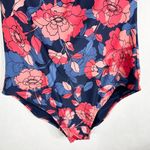Kona Sol  XL Swimsuit One Piece Halter Floral Blue Pink Padded Stretch 1275‎ Photo 3