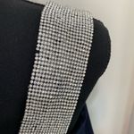 #130 JACKIE JON navy one shoulder cocktail dress Blue Size 12 Photo 4