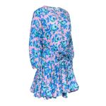 RHODE Women's Pink & Blue Floral Print Puff Sleeves Mini Dress Size Medium Photo 2