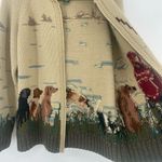Ralph Lauren Vintage Lauren  Hand Knit Landscape Wool Cardigan sz M Fisherman Dog Photo 5