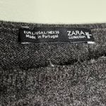 ZARA Women’s Cold Shoulder Crew Neck Ruffle Long Sleeve Knit Top Dark Grey Large Photo 4