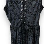 POL  crushed velvet embroidered swing dress, black, mock corset back , sz M Photo 3