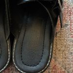 Predictions Vtg Black  Leather Basket Weave Buckle Mules Clogs Low Heel 7.5 - 8 Photo 3