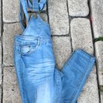 No Boundaries Light wash distressed high waisted overalls Photo 2