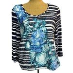 Hearts of palm striped top navy/white/blue/green size PL Blue Photo 0