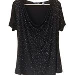 Laura Ashley  bling studded drape neck top size L Photo 7