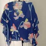 CROSBY by Mollie Burch  Blue Floral Ruffle Blouse Photo 0