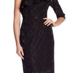 Nordstrom NWT One Shoulder Sheath Dress Black Metallic Ruffle Party Photo 2