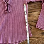 Dear John  Plum Berry Waffle Knit Cotton Blend Raw Hem Henley Long Sleeve S Photo 5