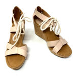 Sperry Size 8 Heels Beige Nude 3" Wedge Heel Sandals Ankle Tie Open Toe Strappy Photo 0