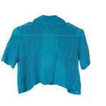 Perceptions  New York Womens Crochet Knitted Short Sleeve Shrug Cardigan Blue‎ S Photo 1