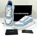Alexander Wang  Puff Pebble Leather Logo Low Top Sneakers Blue White EU 39 NEW Photo 5