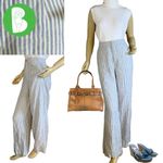 Tahari BLUE & WHITE STRIPED LINEN WIDE LEG TROUSERS (10) Photo 2