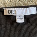 DR2 Black Ribbed Puff Short Sleeve Top Size L Photo 3