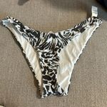 Aerie  Gray White Abstract Ribbed Super High Cut Cheekiest Bikini Bottom M Photo 0