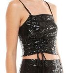 WAYF Emma Rose Top Women's Small Black Sequin Crop Sleeveless Blouse Photo 0
