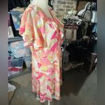 Danillo Boutique PINK FLORAL silky dress size 14 wave V Photo 4