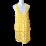 Miken swim size Lâbright yellow coverup with fringe down both sides EUC Size L Photo 1