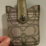 Coach  y2k lavender purple Plaid Gold Card Holder Photo 0