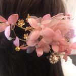 Bridal Wedding Coral Pink Crystal Gold Hairclips Photo 3