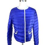 Marido Firenze | US 6 | Designer Goose Down Leather Trim Puffer Coat Jacket $590 Blue Photo 0