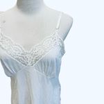 Vintage 60s White Ivory Full Slip Lace Trim Nylon Vneck M 38 Size M Photo 1