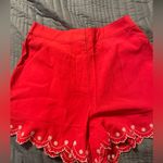Moon River NWT  Red High Waist Floral Embroidered Shorts Small Coquette Cottage Photo 0