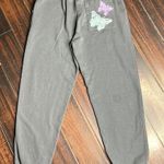 Los Angeles Apparel Elastic waist terry cotton sweat pants hand painted butterfly design casual Photo 1