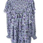 Cinq A Sept Drew Georgette Purple Floral Ruffle Tiered Long Sleeve Mini Dress 10 Photo 0