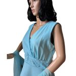 American Vintage 60-70’s  sleeveless formal blue dress, chiffon scarf size medium Photo 4
