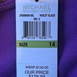 Michael Kors Purple dress gold studded neckline /zipper Size 14 Photo 2