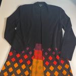 Misook ‎ Women's Colorblock Diamond Cardigan Sweater Black Geometric Long Line S Photo 1