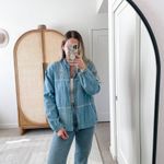 VINTAGE TEDDI Denim Full Zip Floral Embroidered Jean Jacket Blue Size L Photo 1