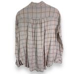 Free People  Break My Stride Pink Windowpane Plaid Metallic Button Down Shirt Photo 5