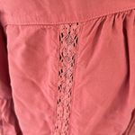 Garage Boho pink lantern sleeve tassel & lace cropped blouse Photo 3