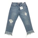 Just Black Denim JBD - Girlfriend Unbalanced Fray Hem Jeans in Light Blue Photo 0