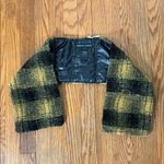 Adrienne Landau  faux fur pull-thru scarf plaid checkered yellow black‎ NWT Photo 3