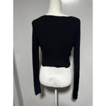 Streetwear Society Black Ribbed Knit Long Sleeve Top Silver Grommet Detail L Photo 2