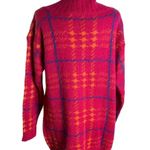 Vintage 90s Mohair Wool Oversized Sweater S Pink Cable Knit V Neck Long Sleeve Photo 3