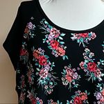 Just Be  Black Floral Short Sleeve Top Photo 1