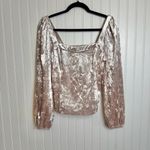 Anthropologie  Pink Velvet Square Neck Long Sleeve Top Medium E37 Photo 3
