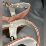 Guess Rose Blush Pink Suede Chunky Heel Sandals 8M Wooden 5” Heel Boho Open Toe Photo 5