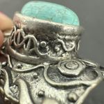 Vintage Turquoise Silver Tone Stretch Ring Big Comfortable Ring Photo 11