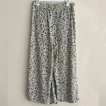 ZARA Dalmatian Print Pleated Wide Leg Cropped Trouser Culottes in White, Med Photo 8