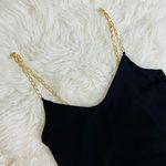 Black chain strap cami bodysuit top blouse L Size L Photo 8