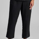 Flax  Linen Pants Black Women’s S Lagenlook Wide Tapered Leg Flowy Zip Button Photo 0