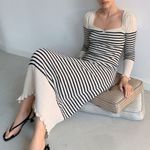 ZARA  | Striped Knit Dress with Scalloped Hem | Sz XS Photo 0