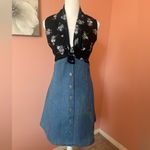 Pretty Good Authentic early 90s Vintage floral grunge Cottagecore denim floral dress NWT S Photo 1