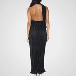 Hello Molly NWT Plisse Perfect Neck Wrap Pleated Column Maxi Dress Black Size 4 Photo 3