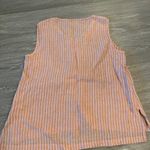 Flax  100% Linen Tank Top Size M Orange Stripe Relaxed Fit Lightweight Summer Photo 3